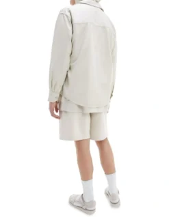 Calvin Klein Jeans Disrupted Logo Overshirt In Cream -Myer Clothing Shop 919497880 5 720x928