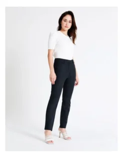 Maya Mid Rise Cropped Organic Blend Cotton Sateen Pants In Navy -Myer Clothing Shop 919792540 3 720x928