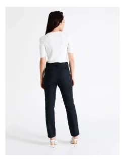 Maya Mid Rise Cropped Organic Blend Cotton Sateen Pants In Navy -Myer Clothing Shop 919792540 6 720x928