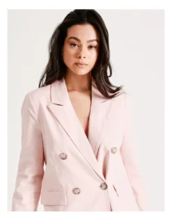 Double Breasted Blazer European Linen Blend In Blush Pink -Myer Clothing Shop 919875790 4 1 720x928