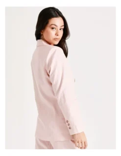 Double Breasted Blazer European Linen Blend In Blush Pink -Myer Clothing Shop 919875790 6 1 720x928
