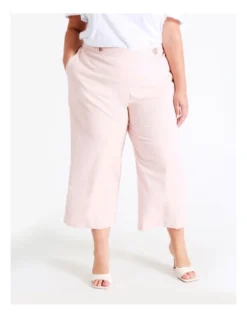 Curve Cropped European Linen Blend Pants In Blush -Myer Clothing Shop 919877410 3 720x928
