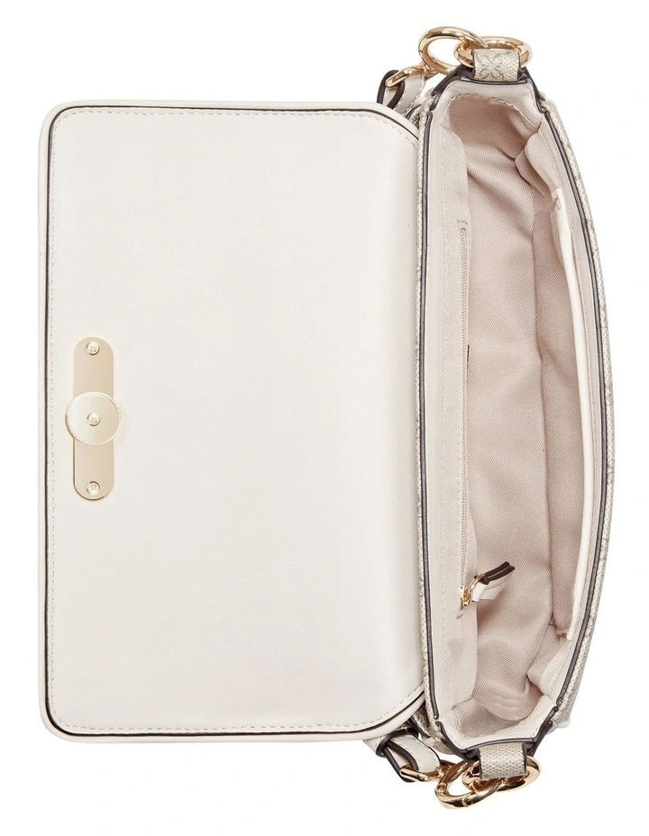 Nine West Zetta Beige Logo Milk Flapover Shoulder Bag 4 Nine West Zetta Beige Logo Milk Flapover Shoulder Bag - Image 4