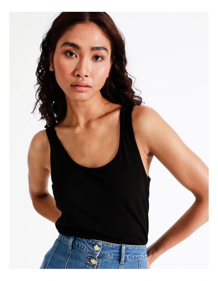 Rib Tank In Black 1 Rib Tank In Black