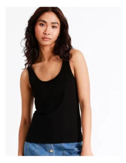 Rib Tank In Black 9 Rib Tank In Black -Myer Clothing Shop 920276560 3 720x928