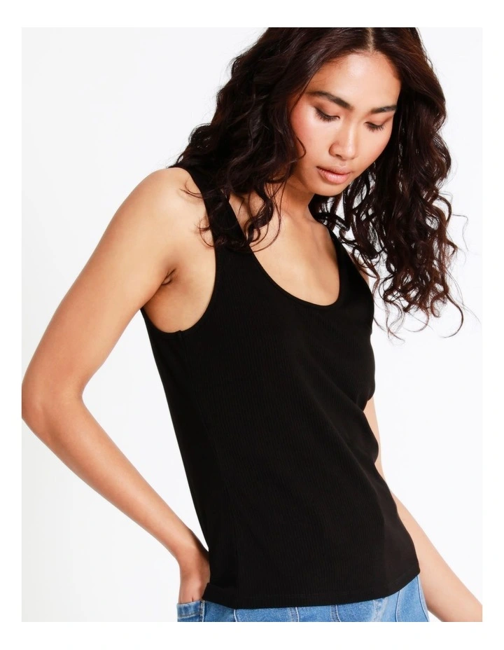 Rib Tank In Black 4 Rib Tank In Black - Image 4