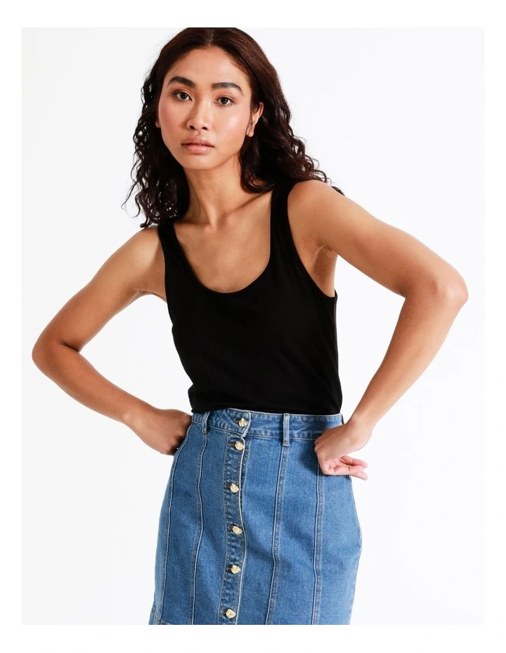 Rib Tank In Black 7 Rib Tank In Black - Image 7