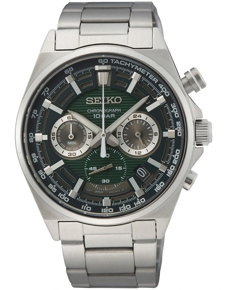 Seiko Quartz Chronograph Green Dial Silver Watch SSB405P 1 Seiko Quartz Chronograph Green Dial Silver Watch SSB405P