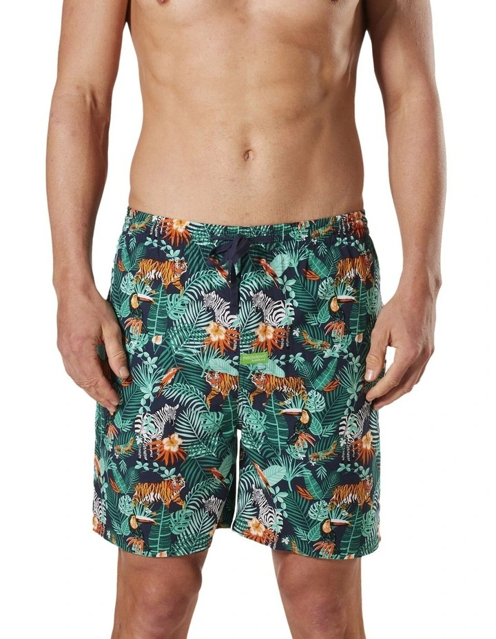 Dark Jungle Bamboo Woven Sleep Short In Navy 1 Dark Jungle Bamboo Woven Sleep Short In Navy