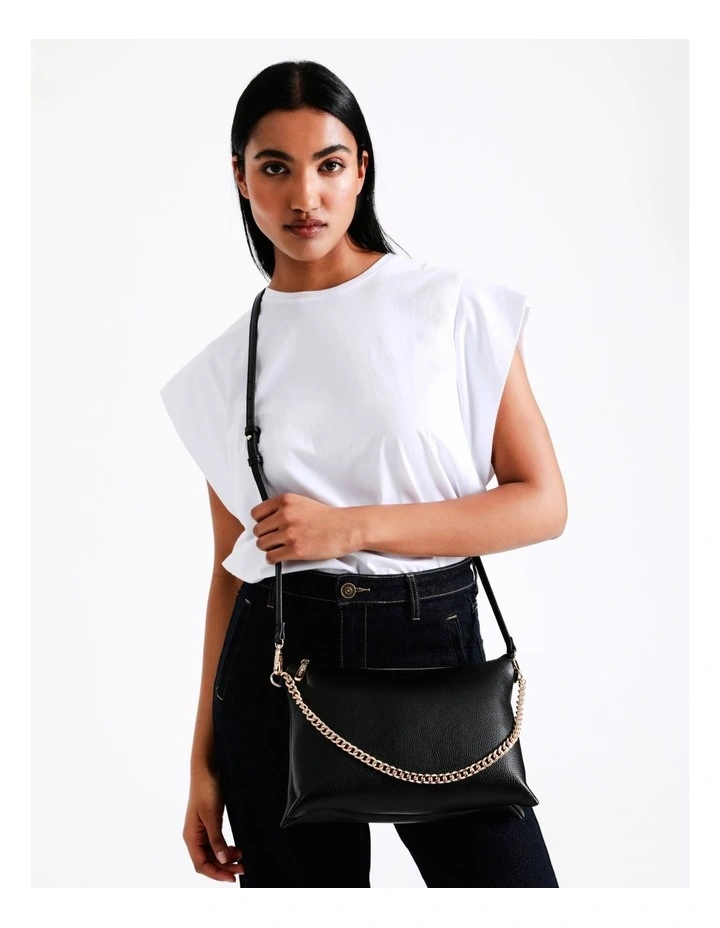 Basque Kiera Multi Gusset Shoulder Bag In Black 2 Basque Kiera Multi Gusset Shoulder Bag In Black - Image 2