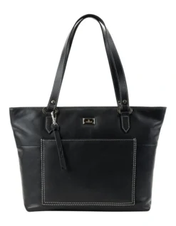 Sierra Zip Top Tote Bag In Black