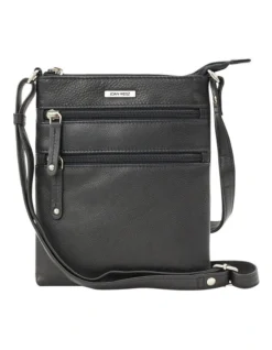 Zip Top Crossbody Bag In Black
