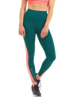 Panelled Sideline Legging In Deep Forest Green