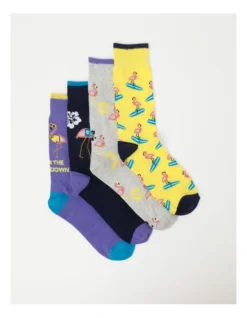 4 Pair Pack Crew Socks In Flamingo Designs