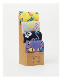 4 Pair Pack Crew Socks In Flamingo Designs -Myer Clothing Shop 922016620 4 720x928