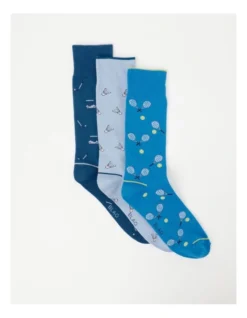Mini Sports Cotton Socks 3 Pack In Multi