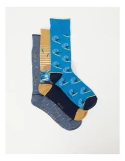 Summer Socks 3 Pack Gift Box In Multi