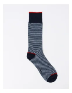 Fine Stripe Bamboo Socks In Navy