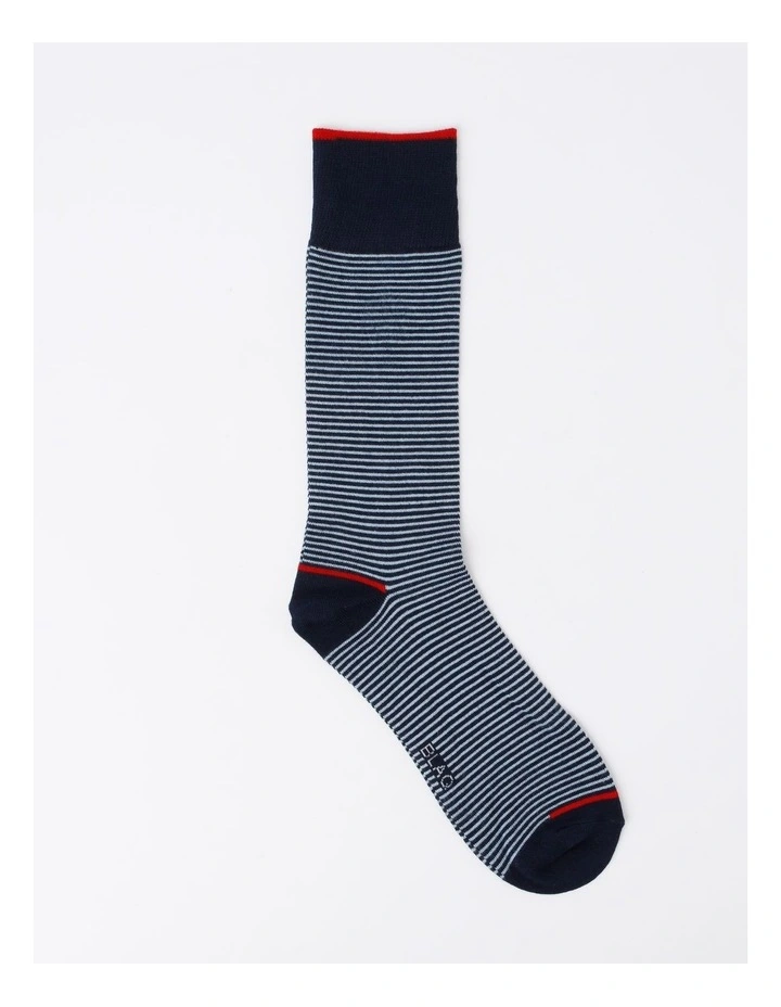 Fine Stripe Bamboo Socks In Navy 1 Fine Stripe Bamboo Socks In Navy