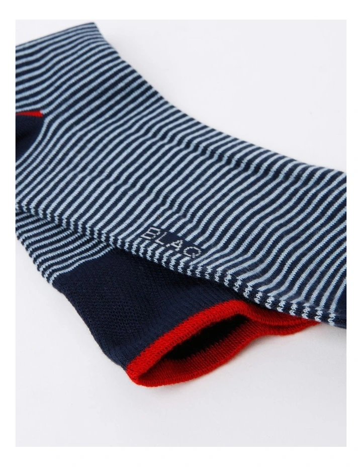 Fine Stripe Bamboo Socks In Navy 2 Fine Stripe Bamboo Socks In Navy - Image 2