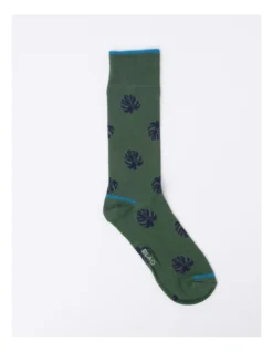Palm Leaf Bamboo Socks In Green