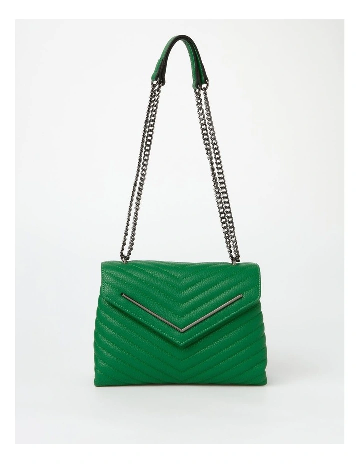 Elena Flapover Shoulder Bag In Green 3 Elena Flapover Shoulder Bag In Green - Image 3