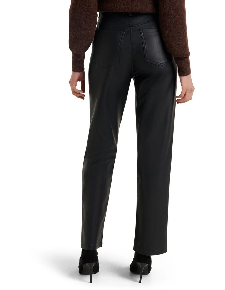 Forever New Jaclyn Vegan Leather Straight Leg Pant In Black 2 Forever New Jaclyn Vegan Leather Straight Leg Pant In Black - Image 2