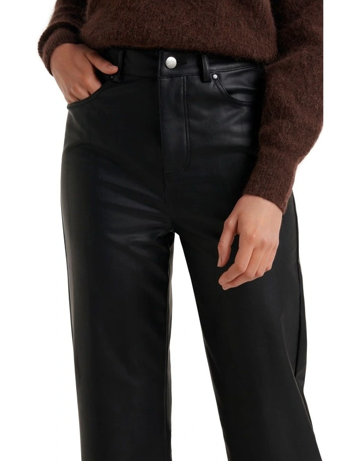 Forever New Jaclyn Vegan Leather Straight Leg Pant In Black 4 Forever New Jaclyn Vegan Leather Straight Leg Pant In Black - Image 4