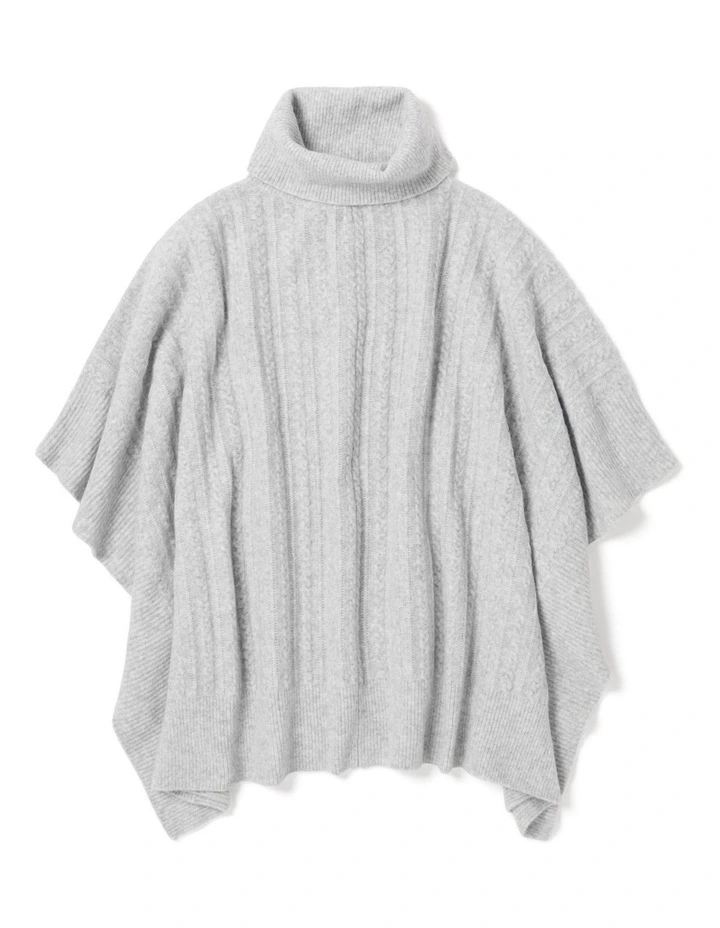 Forever New Farley Fine Cable Poncho In Grey 1 Forever New Farley Fine Cable Poncho In Grey