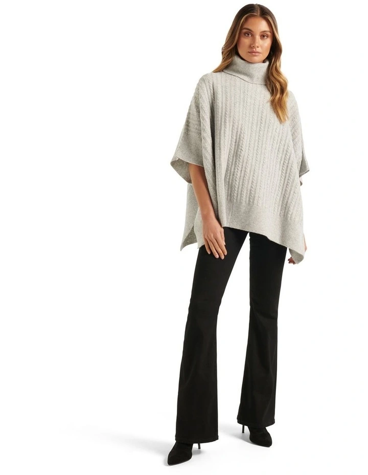 Forever New Farley Fine Cable Poncho In Grey 5 Forever New Farley Fine Cable Poncho In Grey - Image 5