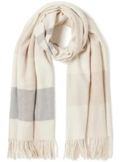 Forever New Ada Check Scarf In Natural