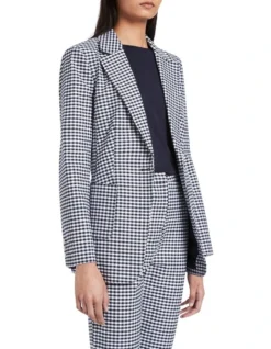 Mirela Gingham Jacket In Midnight/Ivory