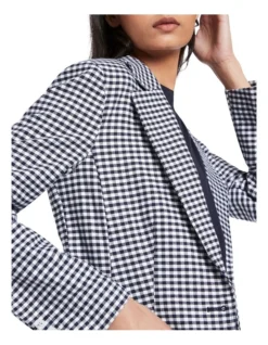 Mirela Gingham Jacket In Midnight/Ivory -Myer Clothing Shop 923064400 4 720x928