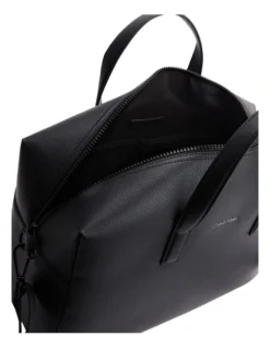 Calvin Klein CK Faux Leather Weekender Bag In Black -Myer Clothing Shop 923753980 3 720x928