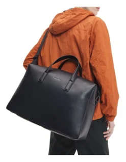 Calvin Klein CK Faux Leather Weekender Bag In Black -Myer Clothing Shop 923753980 4 720x928