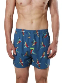 Men's Lorikeets Bamboo Boxer Short In Blue/Multi
