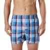 Rickey Check Cotton Woven Boxer Short In Blue