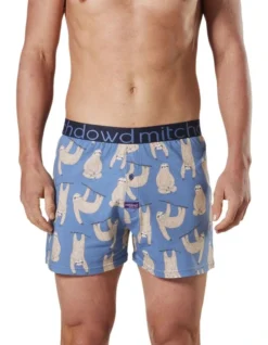 Men's Slow Sloths Loose Fit Knit Boxer Short In Blue/Multi