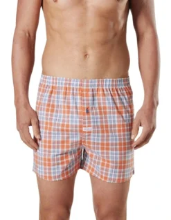 Men's Leroy Check Cotton Stretch Boxer Short In Red
