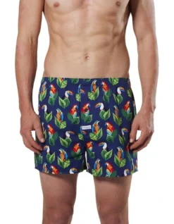 Men's Jungle Birds Cotton Boxer Short In Blue/Multi