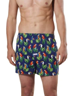 Men's Jungle Birds Cotton Boxer Short In Blue/Multi 8 Men's Jungle Birds Cotton Boxer Short In Blue/Multi -Myer Clothing Shop 924136030 4 720x928