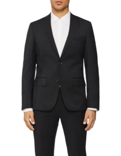 Calvin Klein Slim Twill Suit Jacket Charcoal