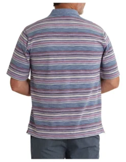 Calvi Slub Marle Polo In Steel Blue -Myer Clothing Shop 925039990 3 720x928