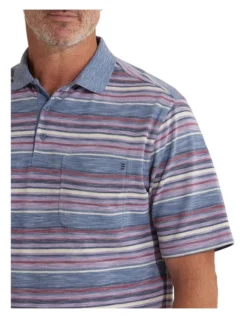 Calvi Slub Marle Polo In Steel Blue -Myer Clothing Shop 925039990 4 720x928