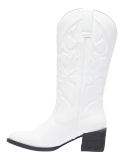 Ryder Western Boots In White Smooth -Myer Clothing Shop 925043410 3 720x928