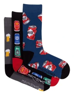 Cotton Beer Lover Socks 3 Pack Gift Box In Multi