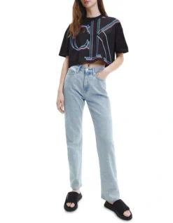 Calvin Klein Jeans High Rise Straight In Light Blue