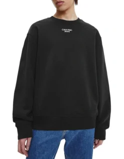 Calvin Klein Jeans Stacked Logo Crew Neck In Black -Myer Clothing Shop 926553970 4 720x928