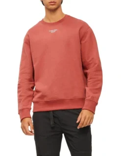 Calvin Klein Jeans Stacked Logo Crew Neck In Terracotta Tile