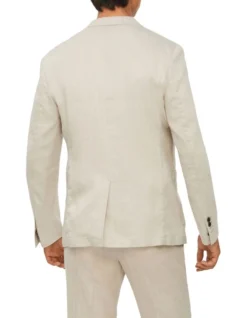 Calvin Klein Slim Linen Blend Stretch Pinstripe Suit Jacket In Ecru -Myer Clothing Shop 926625970 3 720x928